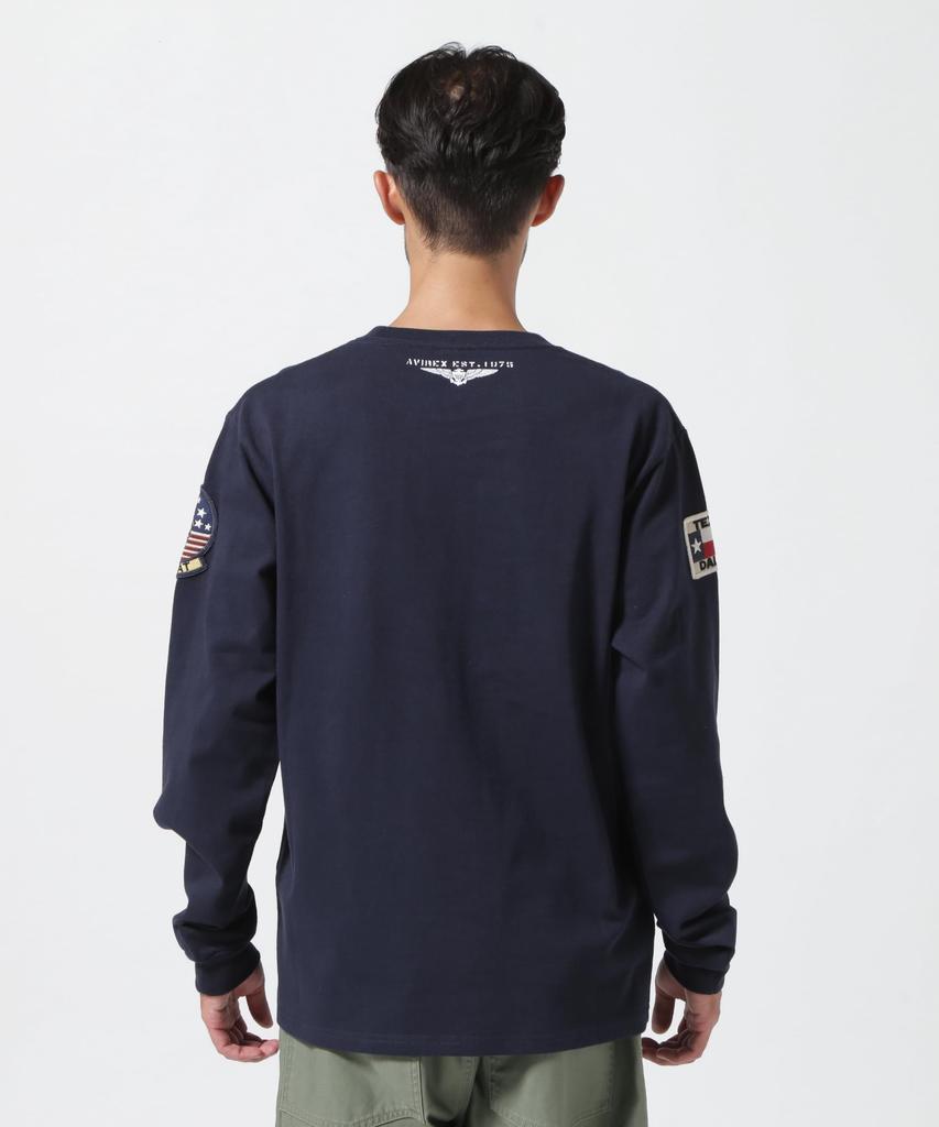 AVIREX TOP GUN PATCHED L/S T-SHIRT 783-3930018 Men's M 120 Navy
