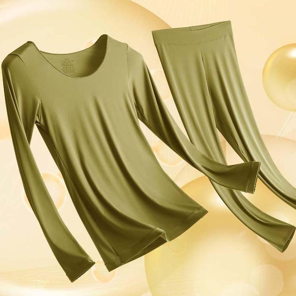 Tops and Pants Set Thermal Underwear Round Neck Warmth Long Pants Women Thermal Clothes  Undershirt