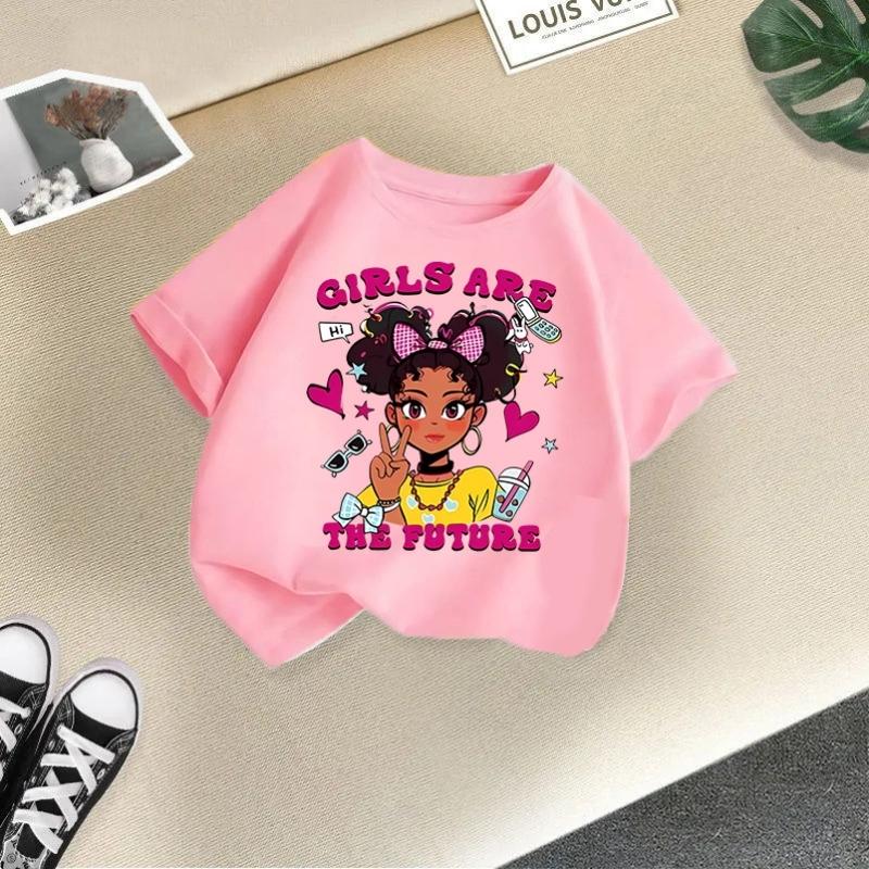 Girls' Short-sleeved T-shirt 2025 Summer New Loose Casual Girls' Top Children's Summer Wear
