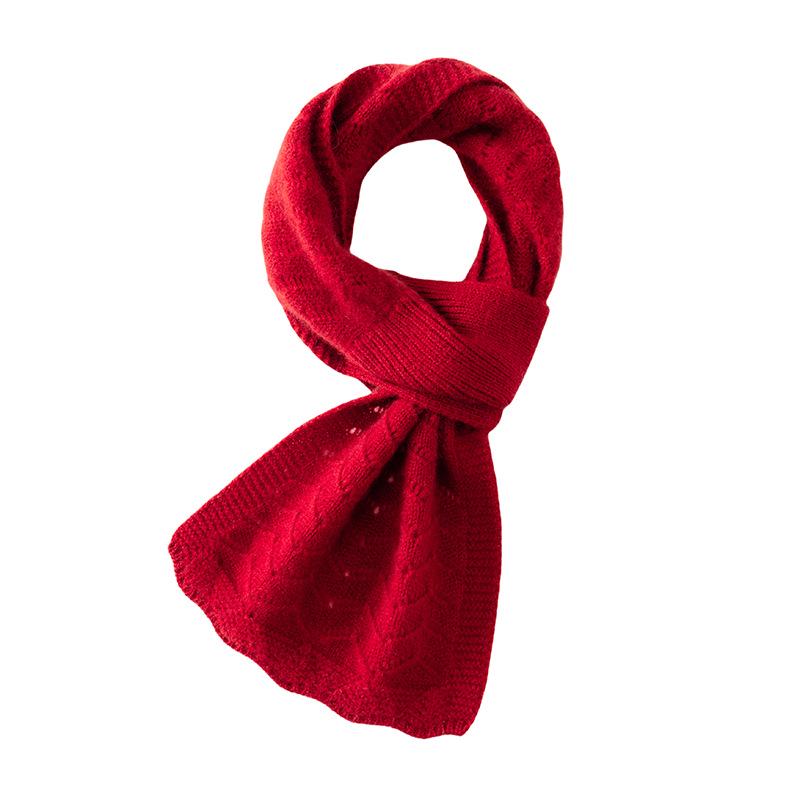 Women's 100% Pure Cashmere Scarf - Hollow Knit Solid Color, Warm & Versatile Neck Warmer