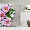 Beautiful Colorful Flower Printed Shower Curtains Frabic Zen Stone Floral Waterproof Polyester Bath Curtain With Hooks 180X180cm
