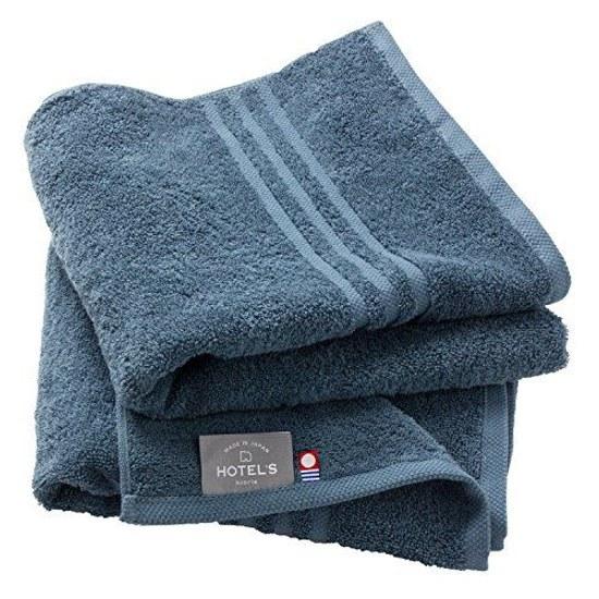 Imabari Towel Certified Mini Bath hiorie Approximately 45100cm HOTELS 2-Piece Set Cloud Blue 100 Cotton High Absorbency Durability Plain Made Japan