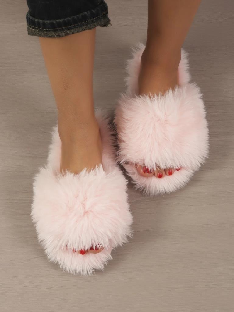 Fashion Women's Indoor Slippers 2025 Autumn and Winter New Faux Fur Home Lazy Shoes Soft Sole Girls Fashion Warm Fluffy Slides
