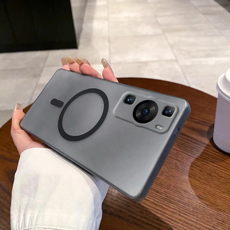 For Magsafe Case For Huawei P60 Pro P60Pro Magnetic Wireless Charge Matte Hard Back Cover Phone Case