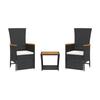 VidaXL Ensemble à Manger de Jardin avec Coussins 3 pcs, Table de Terrasse, Meubles de Patio, Mobilier d'Extérieur, Noir 3277541