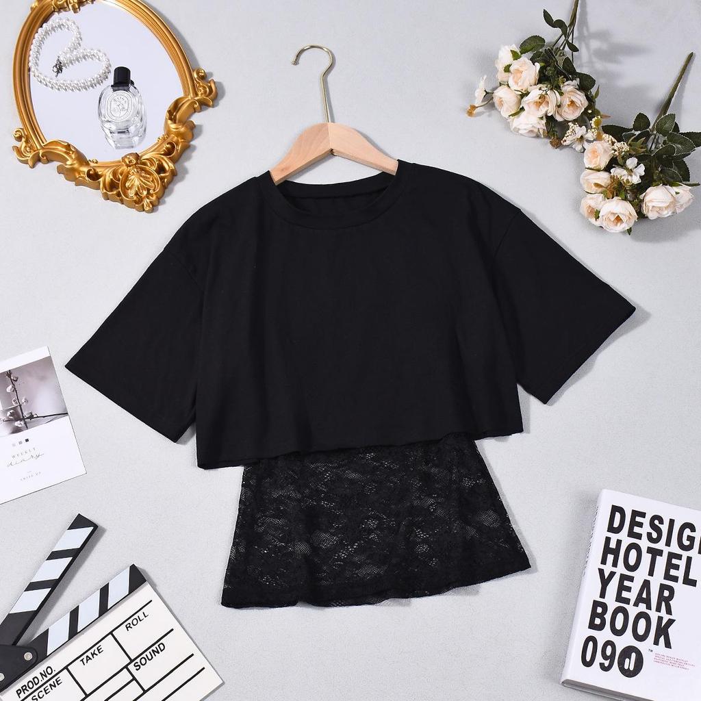 Autumn 2025 European & American Loose Cropped Elastic Round Neck Women's Two-Piece Top