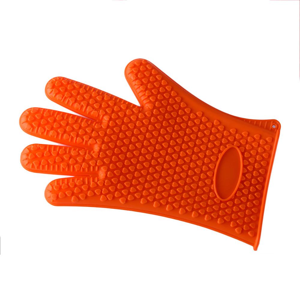 1 Pair Silicone Heat Resistant Gloves Non-Slip Baking Mitts Oven Microwave Safe Ergonomic Design Roasting BBQ Kitchen Tools 500℃