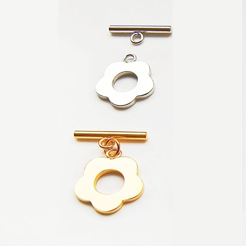 5Sets Flower Toggle Clasps Connector T-bar Necklace Bracelets Clasps Jewelry Making Findings Accessories Easy To Use
