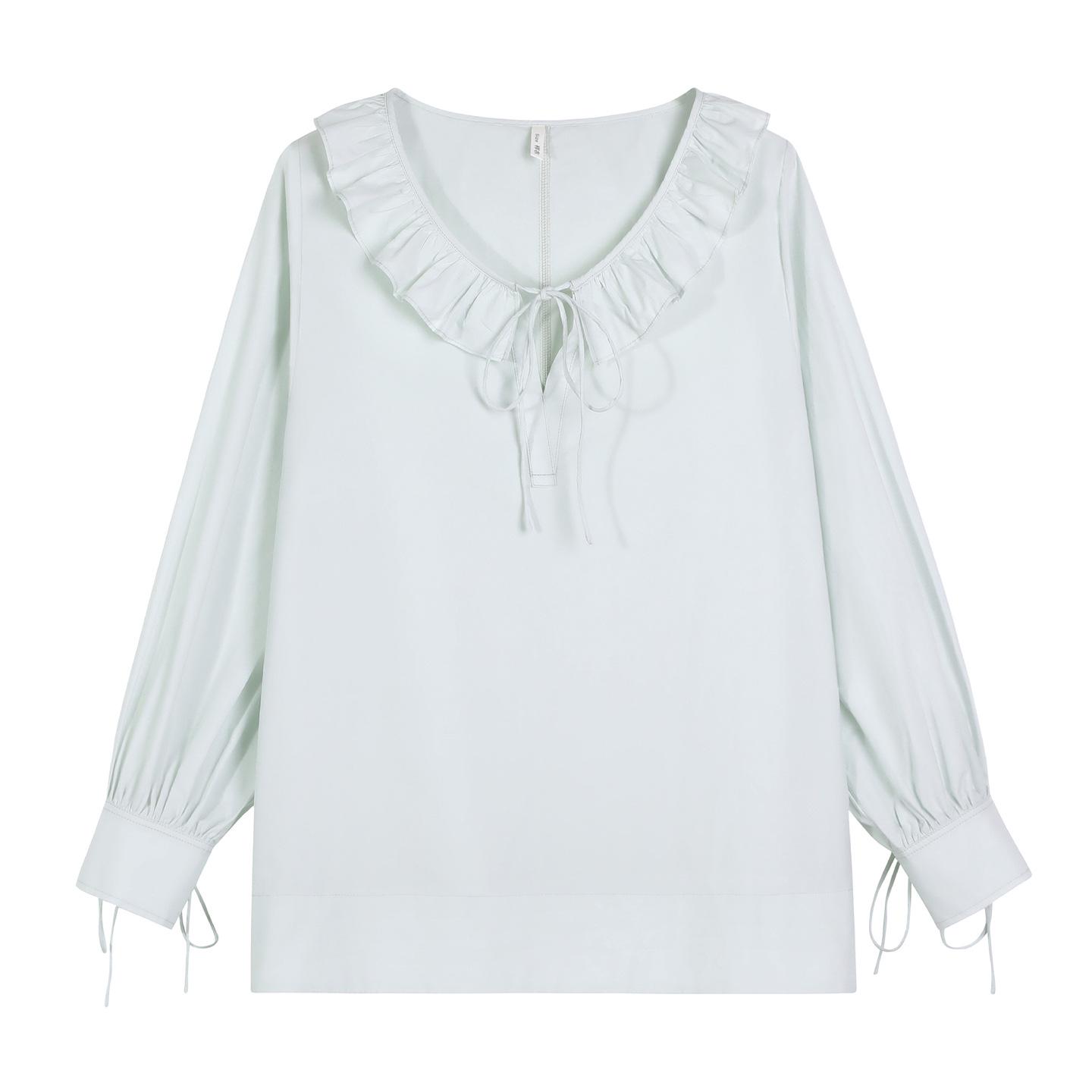 

Elegant Puff Sleeve Oversized Square Neck Plus Size Shirt - Spring Style 66125 3XL (suggests 180-200 jin) мятный зеленый