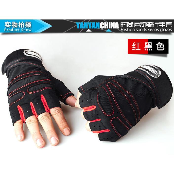 Weightlifting half-finger gloves, men's sports and fitness gear, outdoor cycling, non-slip wrist guards, breathable gloves, wristbands, dumbbells