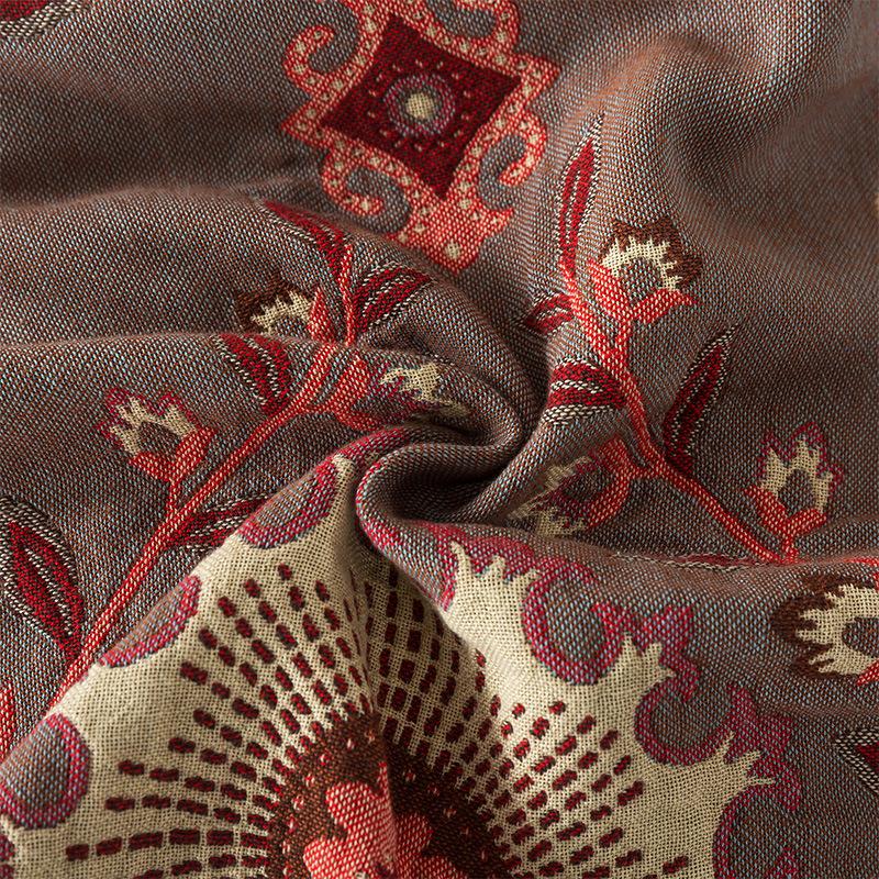 Green/brown blanket, double flower tassel, sofa blanket, double-sided blanket, pure cotton