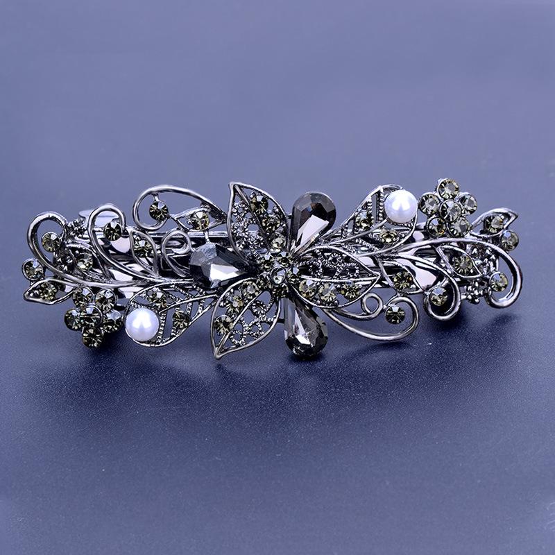 Korean Rhinestone Crystal Hair Clip for Women - Large Alloy Hairpin & Ponytail Accessory