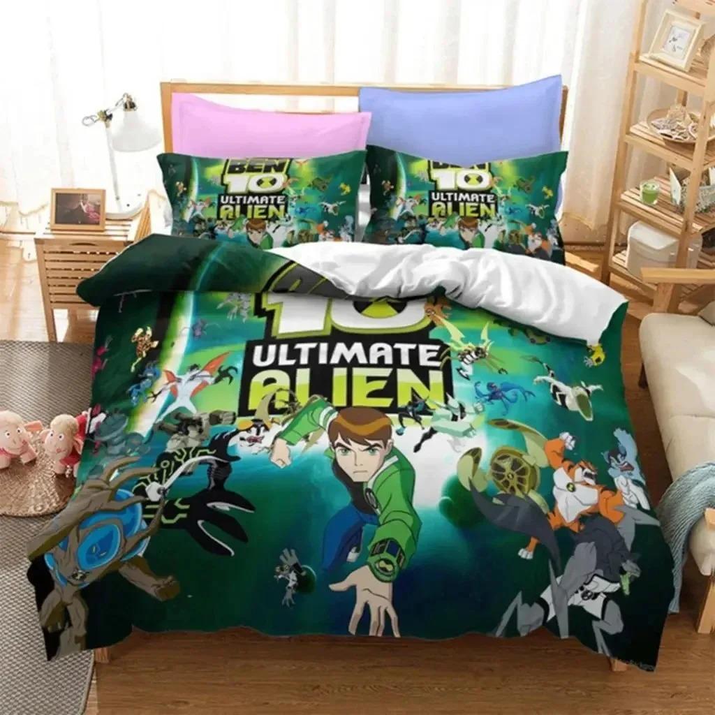 3D Print Ben Alien Force 10 Teenage Hacker Bedding Set Boys Girls Twin Queen Size Duvet Cover Pillowcase Bed Kids Adult
