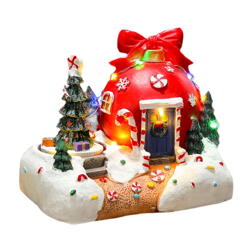 Christmas Scene Illuminated Figurine Miniature Tabletop Decoration for Home or Garden Decor Good Craftsmanship Multifunctional
