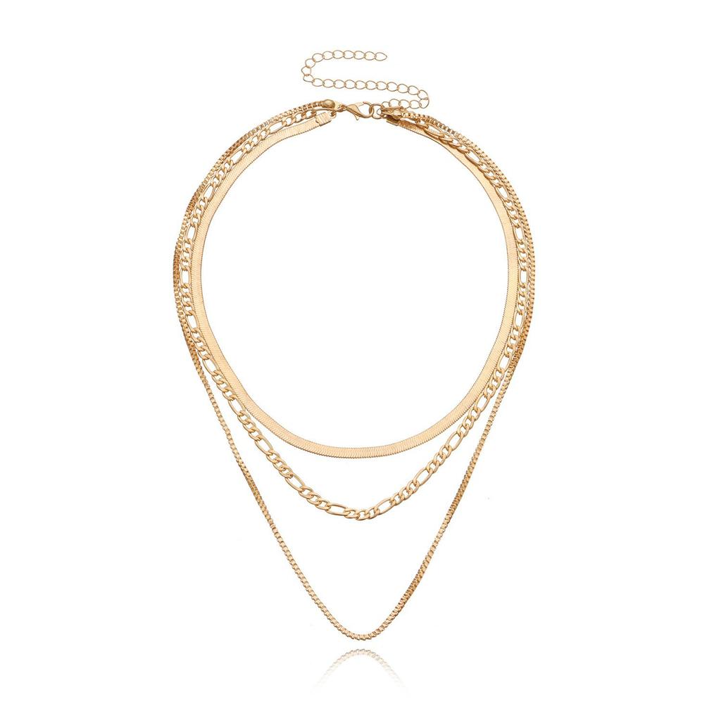 Hip-hop Geometric Exaggeration Multi-layer Necklace Female Punk Popular Short Necklace Necklace