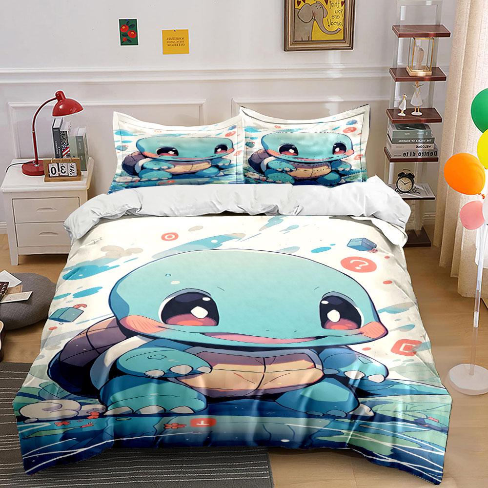Blue turtle cartoon character. Bedding sets Duvet cover sets Duvet covers Pillowcases(1 * Duvet Cover 2 * Pillowcases without duvet insert) 135x200cm