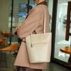 New Leather Women's Bag Simple Cowhide Large-capacity Cylindrical Shoulder Bag Solid Color Niche Casual Tote Bag