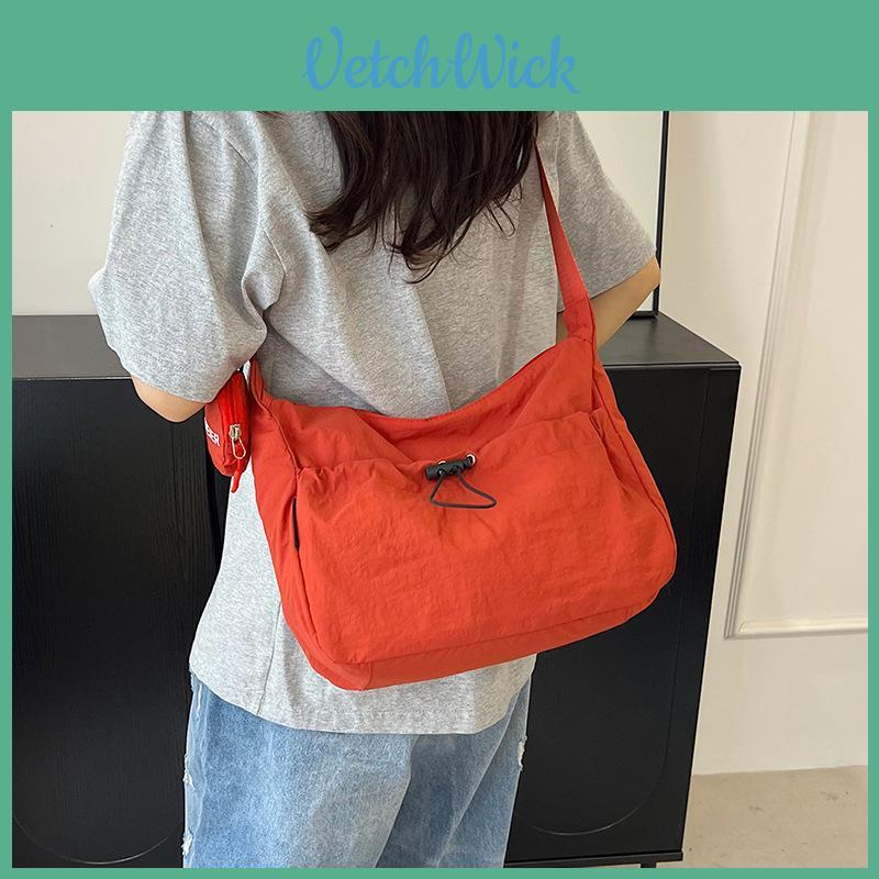 Simple Solid Color Drawstring Design Women Shoulder Bags With Letter Print Coin Purse For Daily Outfits