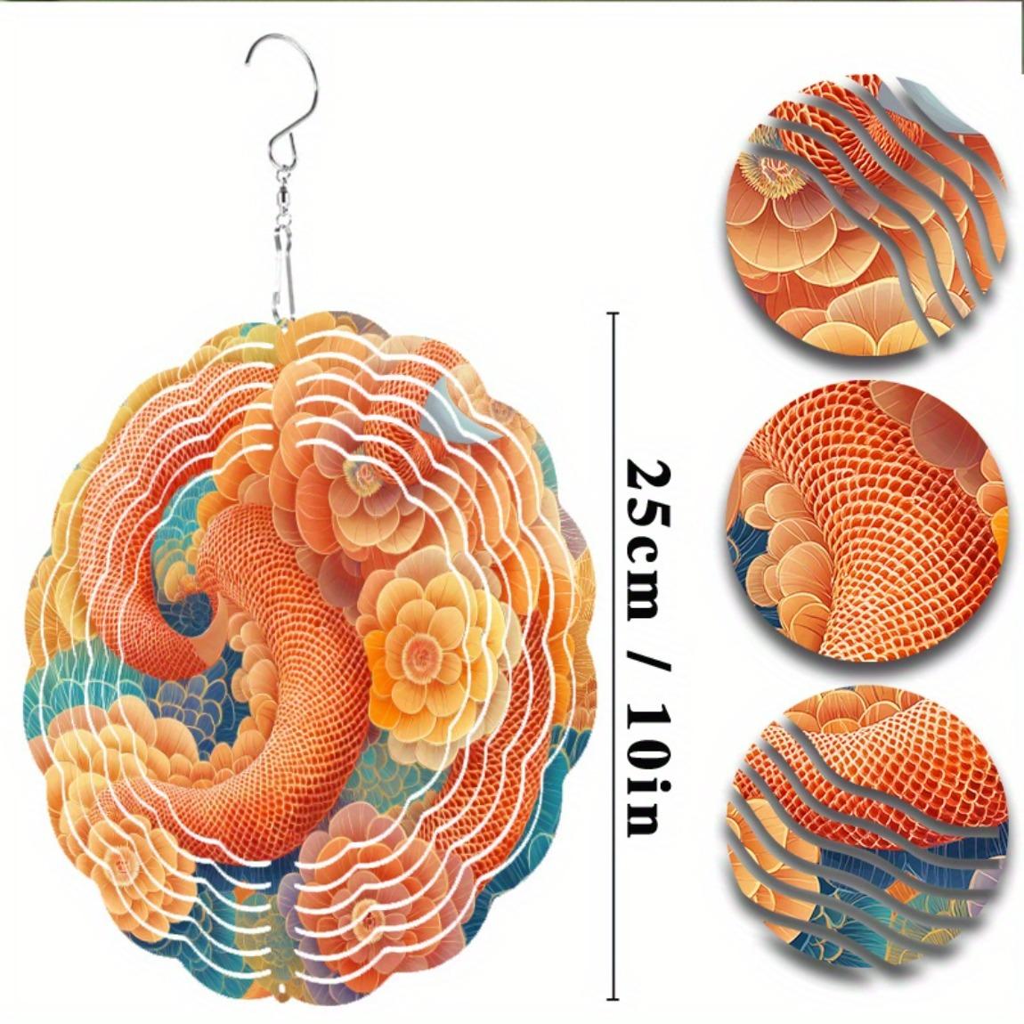 

360 Degree Rotating Metal Wind Chime with Vibrant Floral Design 25.4cm Hanging Garden Decor Perfect for Outdoor Yard Art Gift for Friends and Family 01A