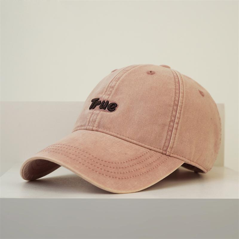 Vintage Soft Top Baseball Cap Embroidered Letter Sunshade Cap for Unisex розовый