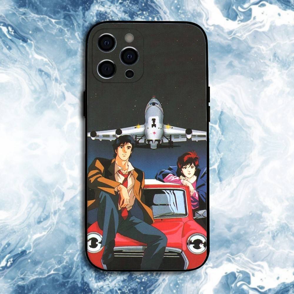 Retro City Hunter Comic Phone Case For iPhone17,16,15,14,13,12,11 Plus,Pro Max, Soft Silicone Black Cover