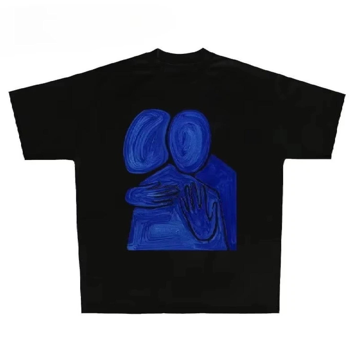 

Fashion Summer clothes Retro High Street Niche Art Illustration Printed Short-sleeve Unisex Comfort Cotton Kid Oversized t-shirt S чёрный