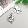 Antique Silver Alloy Four-Leaf Clover Pendant Charm for DIY Jewelry Making