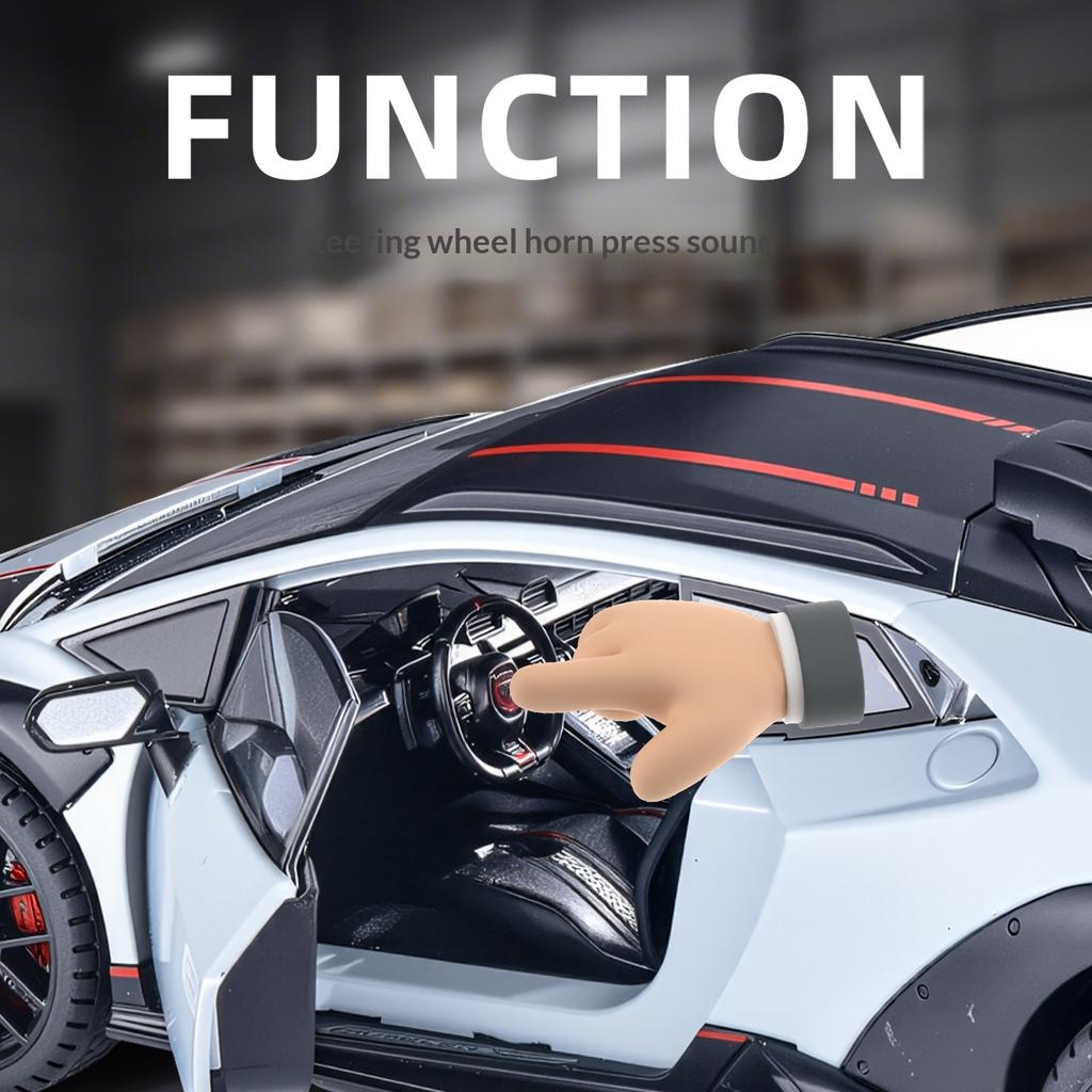 Alloy 1/24 Lamborghini Huracán Model Car Ornament Steering Shock Absorption Sports Car Model Pull Back Toy Car