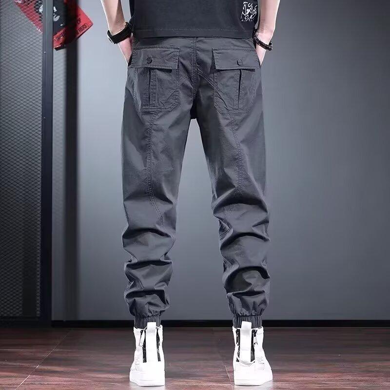 American Tied Overalls Men's Loose Trendy Brand Autumn and Winter Harlan Small Foot Casual Pants Velvet Versatile Work Pants