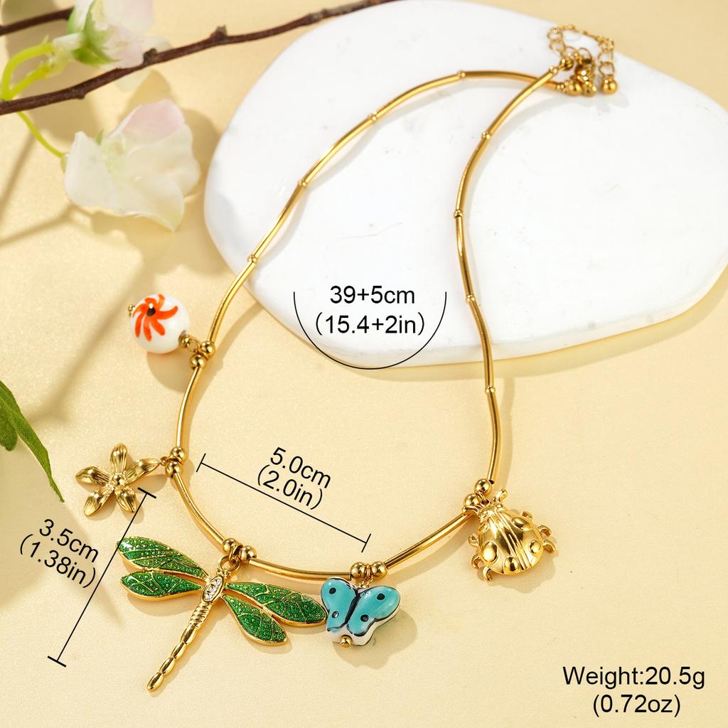 European and American stainless steel flower butterfly bracelet fashion summer beach wind shell conch niche necklace jewelry