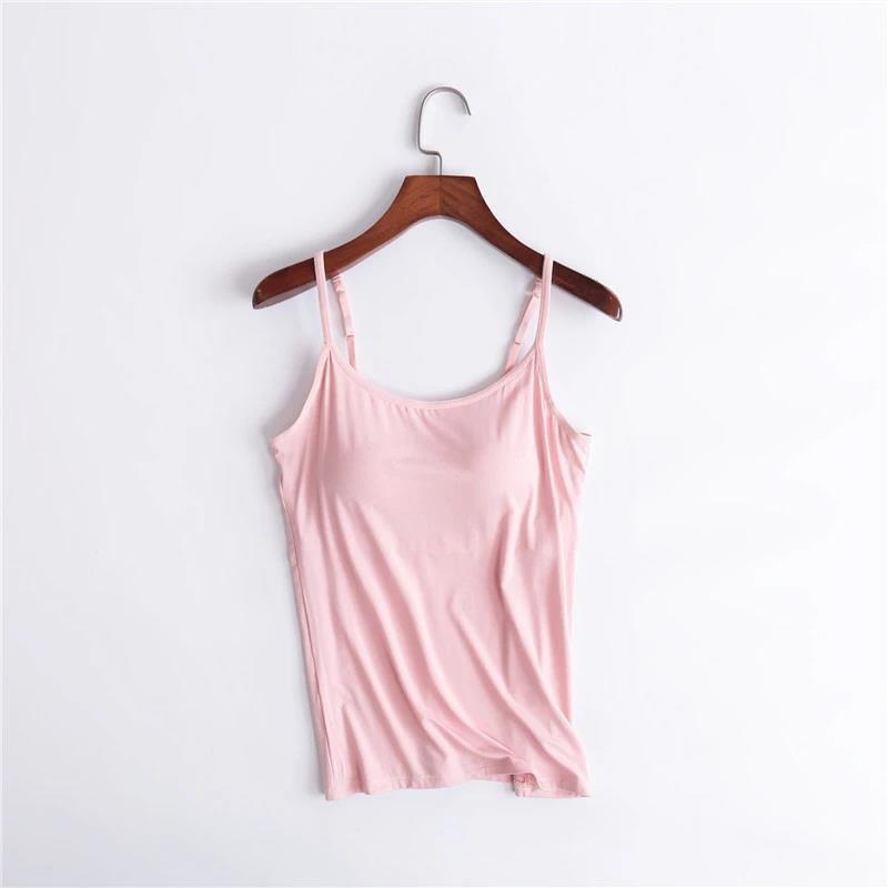 2025 New Modal Female Large Size No Steel Ring Integrated Five-finger Chest Pad Camisole Bottoming Shirt Slim Multicolor