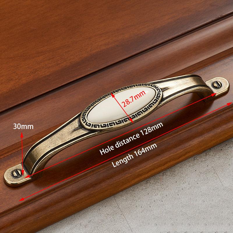 KAK Antique Bronze Ceramic White Cabinet Handles Zinc Alloy Drawer knobs Wardrobe Door Handle Simple European Furniture Hardware