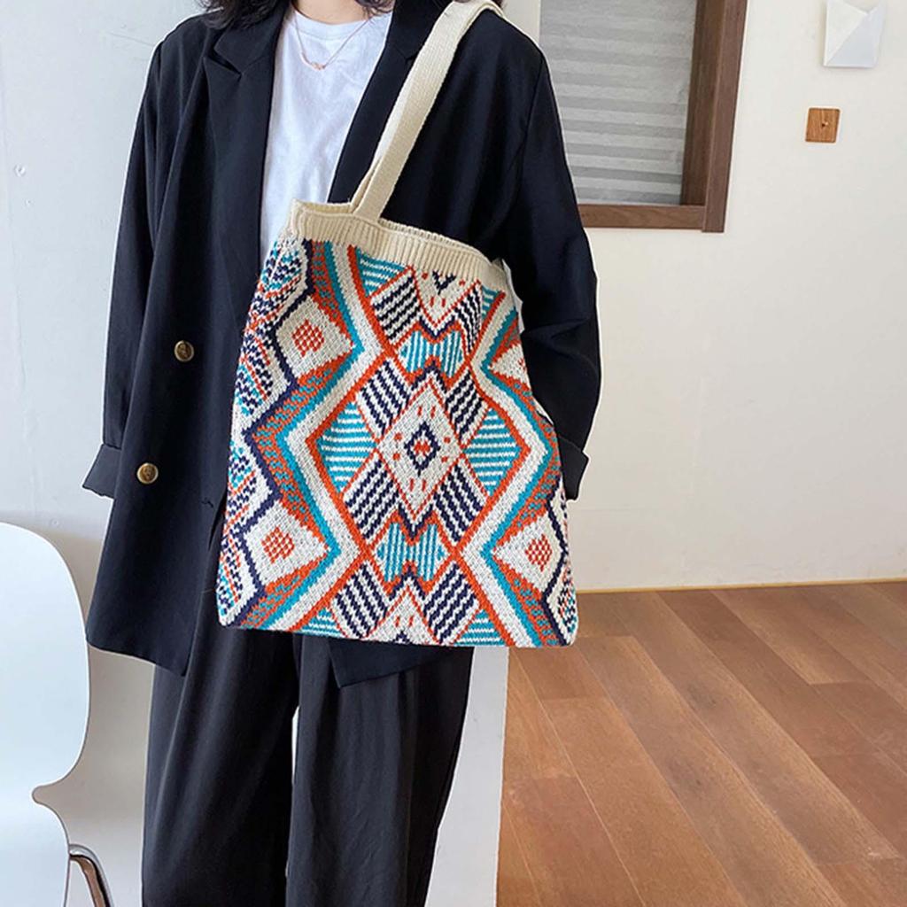 Knitted Shoulder Bag Wallet Travel Tote Money Hobo Bags , Apricot, As Described