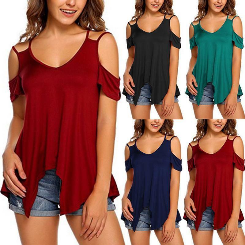 Elegant Womens Off Shoulder V Neck Chiffon T-shirt With Classic Timeless Appeal