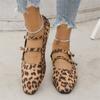 Women's Shoes 2024 Brand Buckle Strap Women's Flats Fashion Leopard Print Daily Flats Women Hot Sale Square Toe Flat Low Heels
