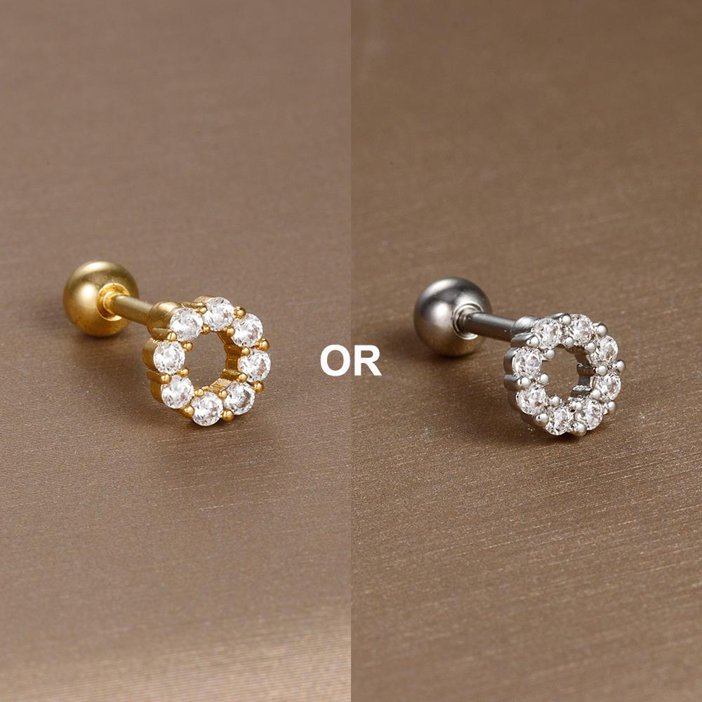 1PC 316L Stainless Steel Mini Zircon Cartilage Piercing Stud Earring For Women Girl Helix Tragus Body Zircon Statement