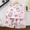 Cartoon Baby Sleeveless T Shirt Shorts Set Summer Lightweight Toddler Clothing For 1 To 3 Years Old
