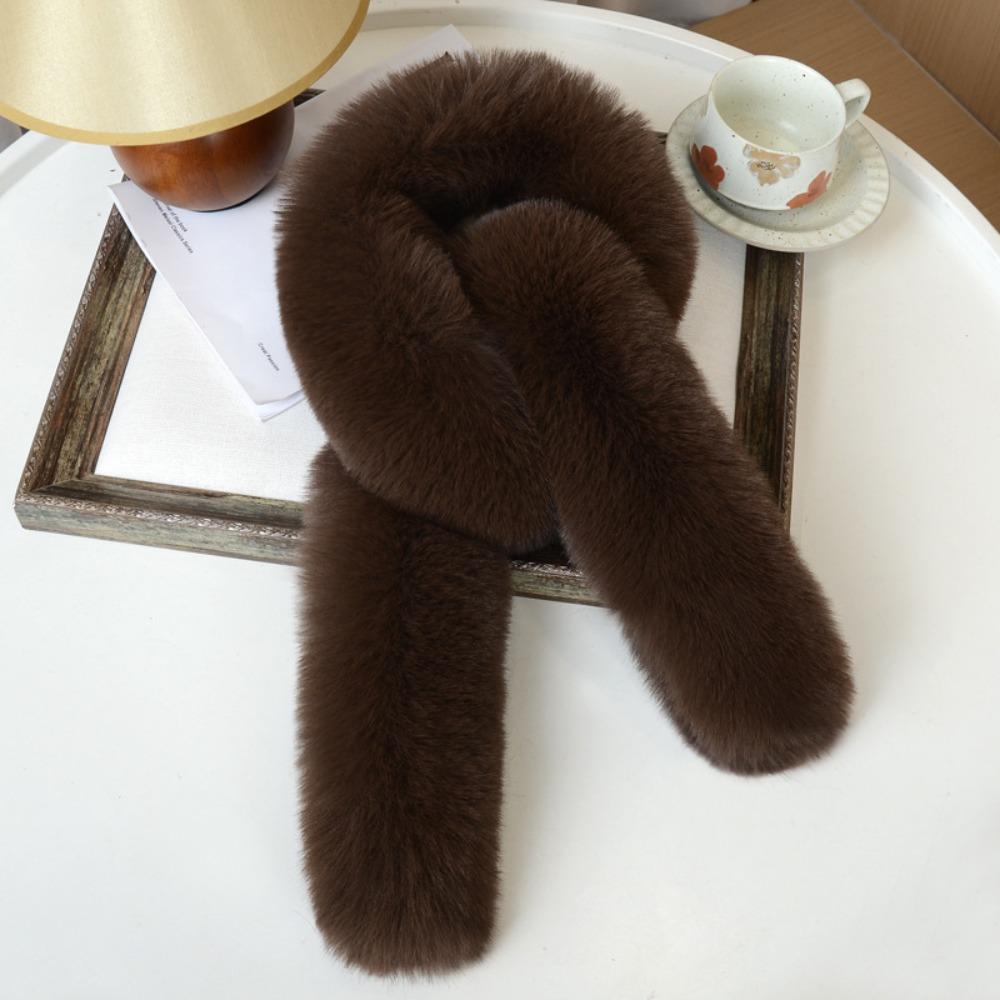 Fashionable 130cm Fake Fur Long Scarf Solid Color Thick Winter Fluffy Scarf Fur Decor Soft Long Strip Scarf Autumn Winter