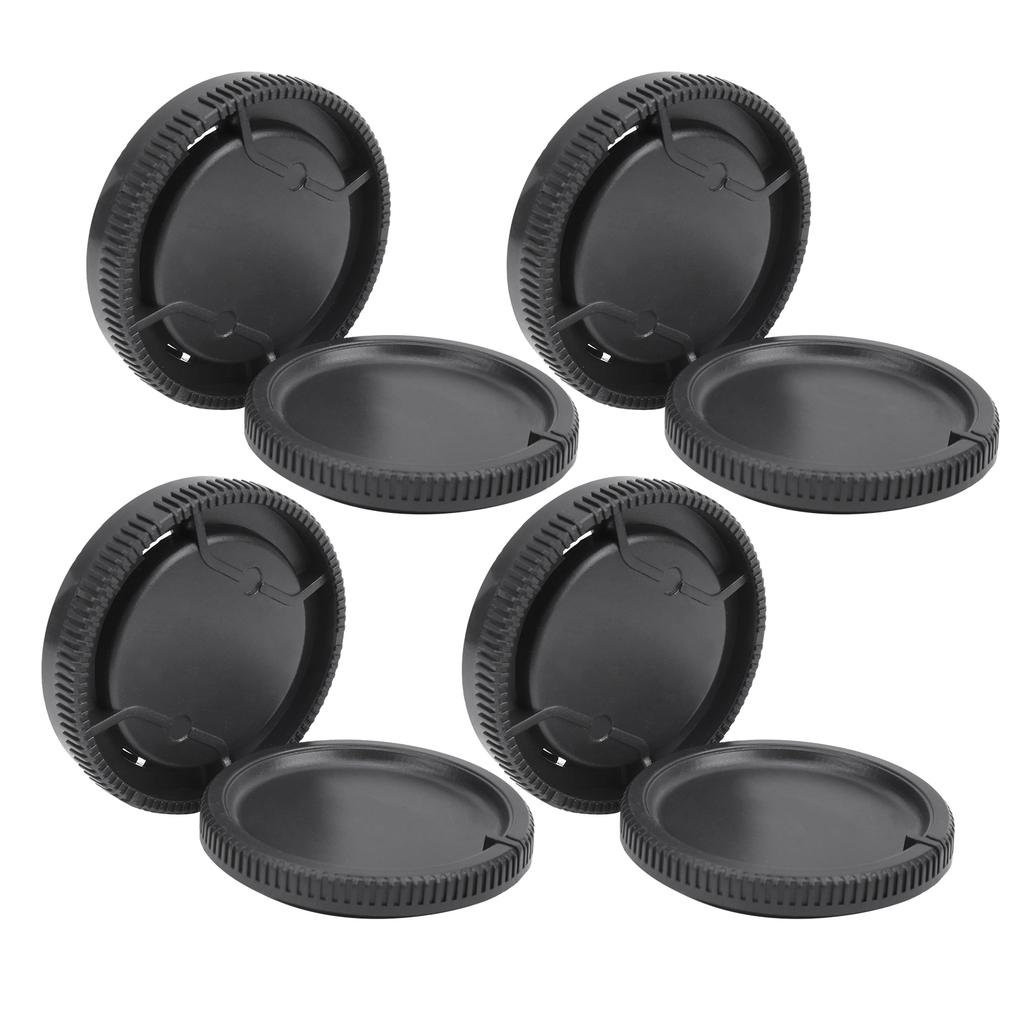 4Pcs Lens Rear Cover Body Front Cover Set for Sony A Mount Lens Camera Body Black