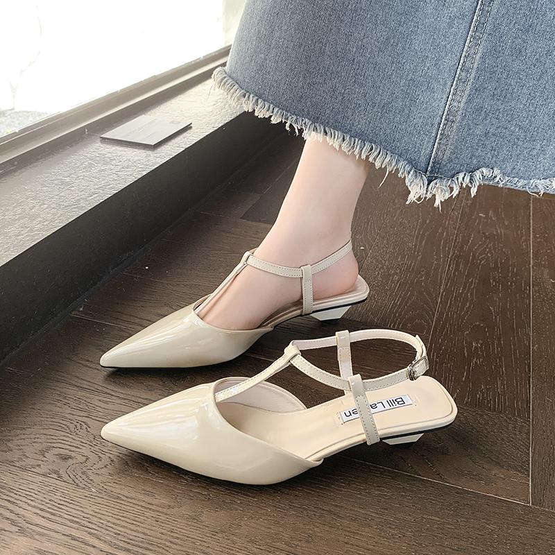 Fashion New Summer Pointed Toe Women Sandals Fashion Singbacks Mules Shoes Ladies Elegant Low Heel Stripper Party Sandals Zapatos Mujer
