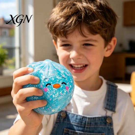 Portable Stress Reliever Cartoon Dumpling Squeeze Toy with Glitter, Relief Dough Kids Ball Fidget Toy, Soft Simulated Steamed Bun Sensory