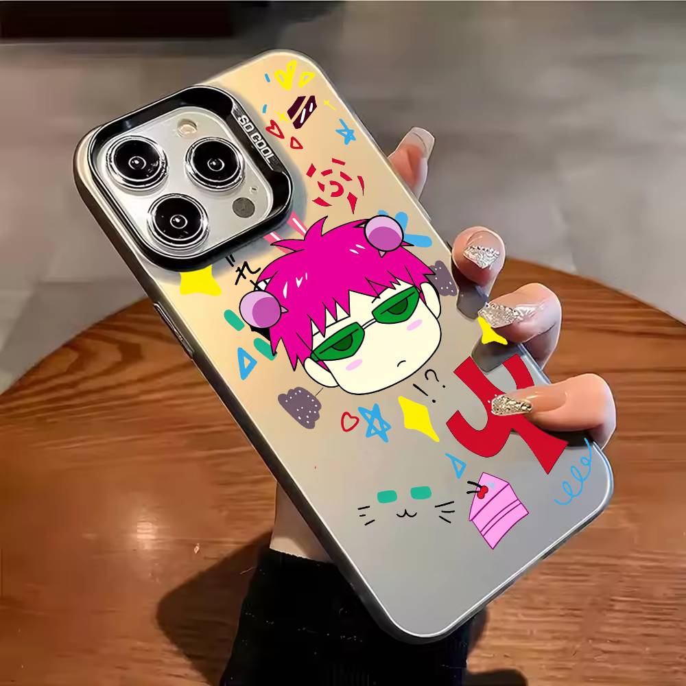 Anime S-Saiki Kusuo Phone Case Color Silver Shell For IPhone 17 16 15 14 13 12 11 Pro Max Plus