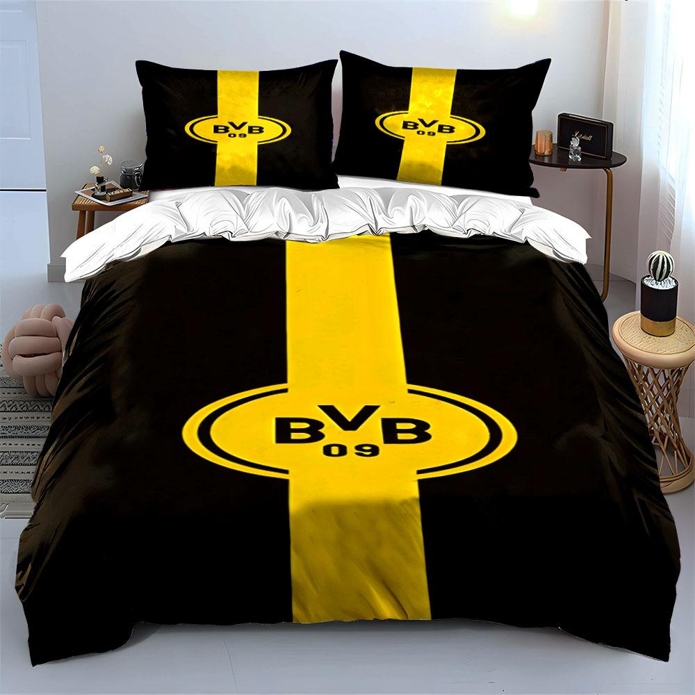 Yellow stripe, "BVB 09" logo. Bedding sets Duvet cover sets Duvet covers Pillowcases(1 * Duvet Cover 2 * Pillowcases without duvet insert)