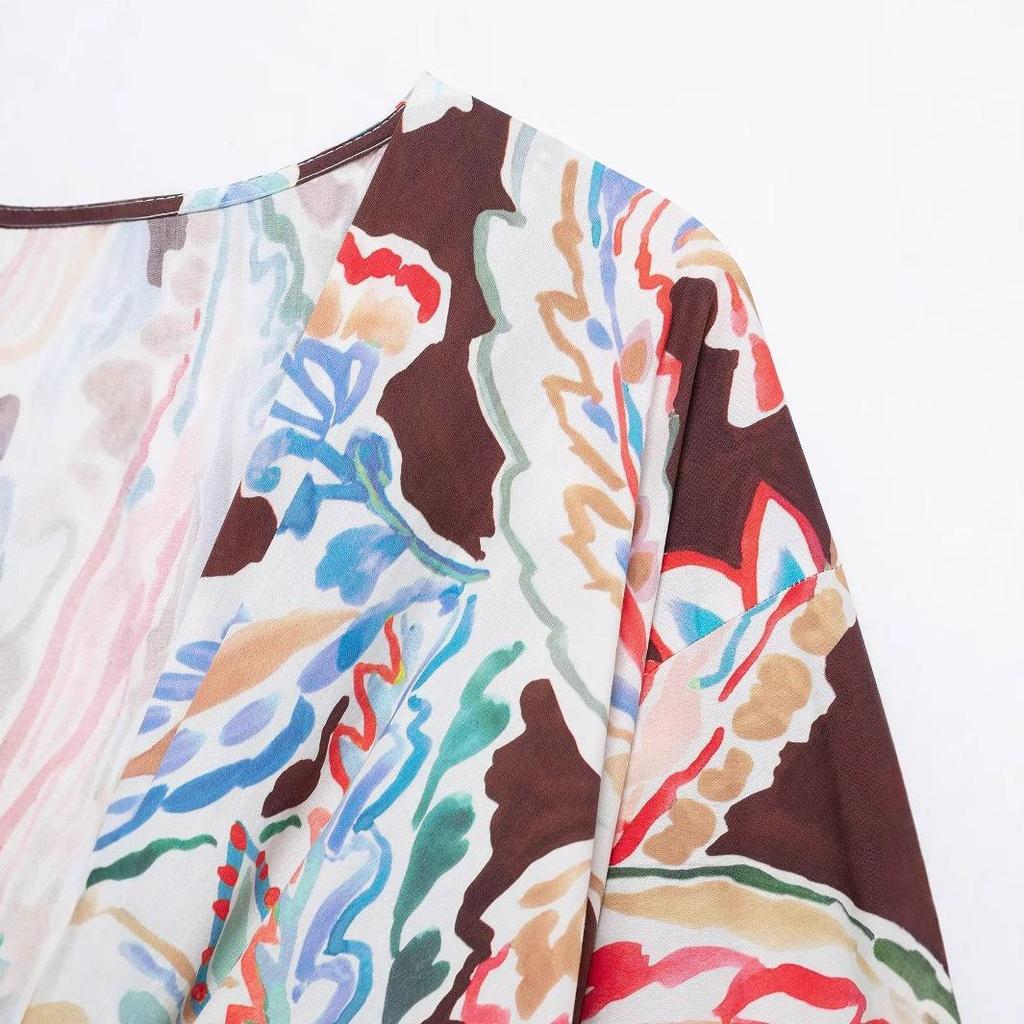 TAOP&ZA Women's Spring/Summer A-line Maxi Dress with Waist-cinching Print