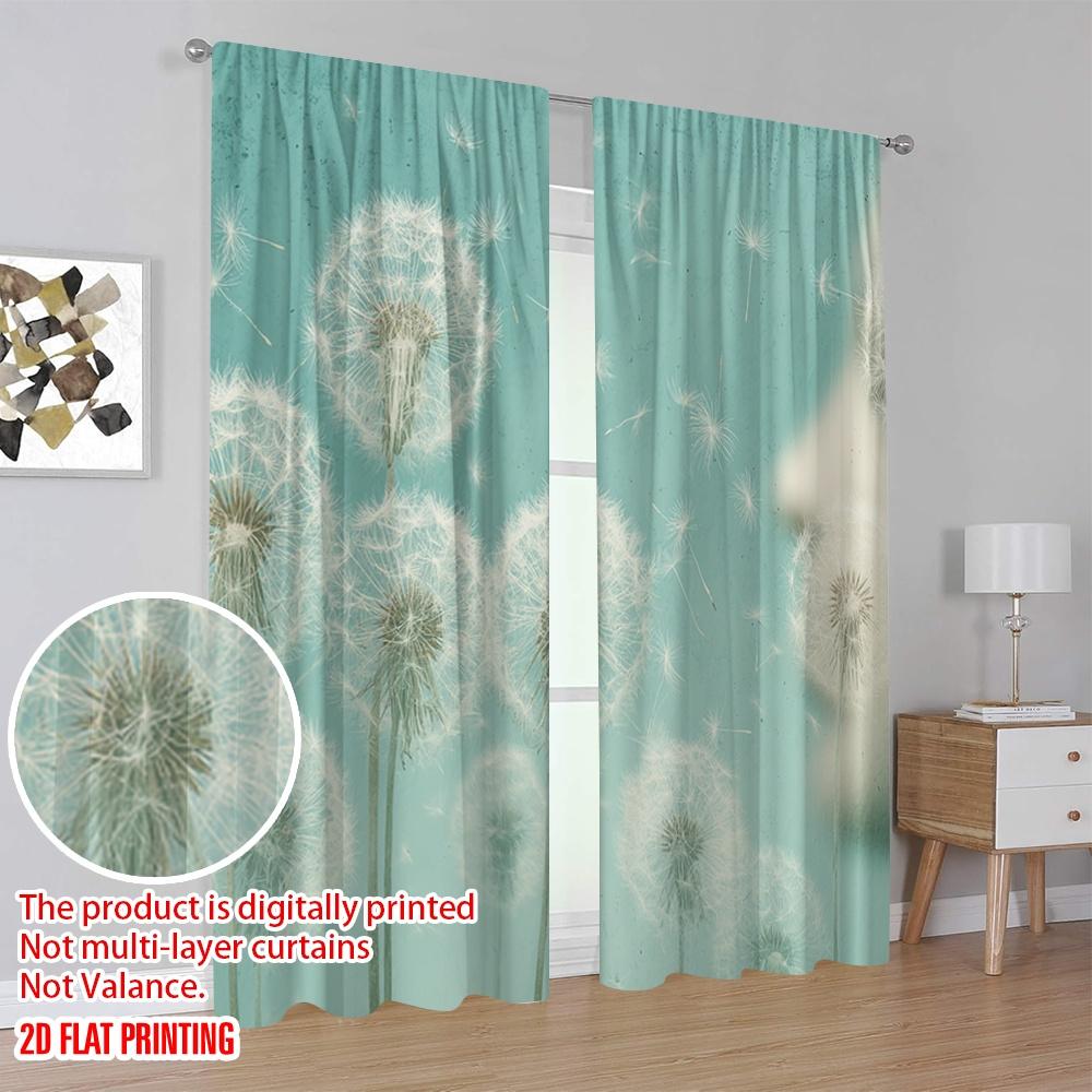 2 Stück, 2D-Flachdruck Vorhänge Digitaldruck Flüstern Puffs Polyester Einfache Installation (ohne Stange) Perfekt für alle Jahreszeiten