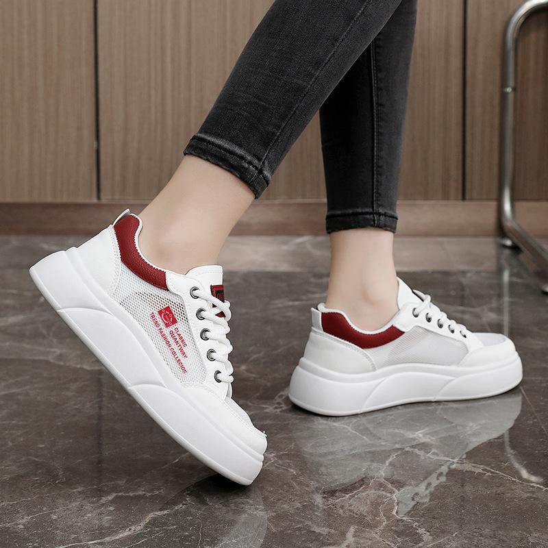 Sh617 New Mesh Shoes Sneaker  Spring and Autumn Versatile Platform Mesh Surface Women's Shoes Hight Increasing Board Shoes White Shoes
