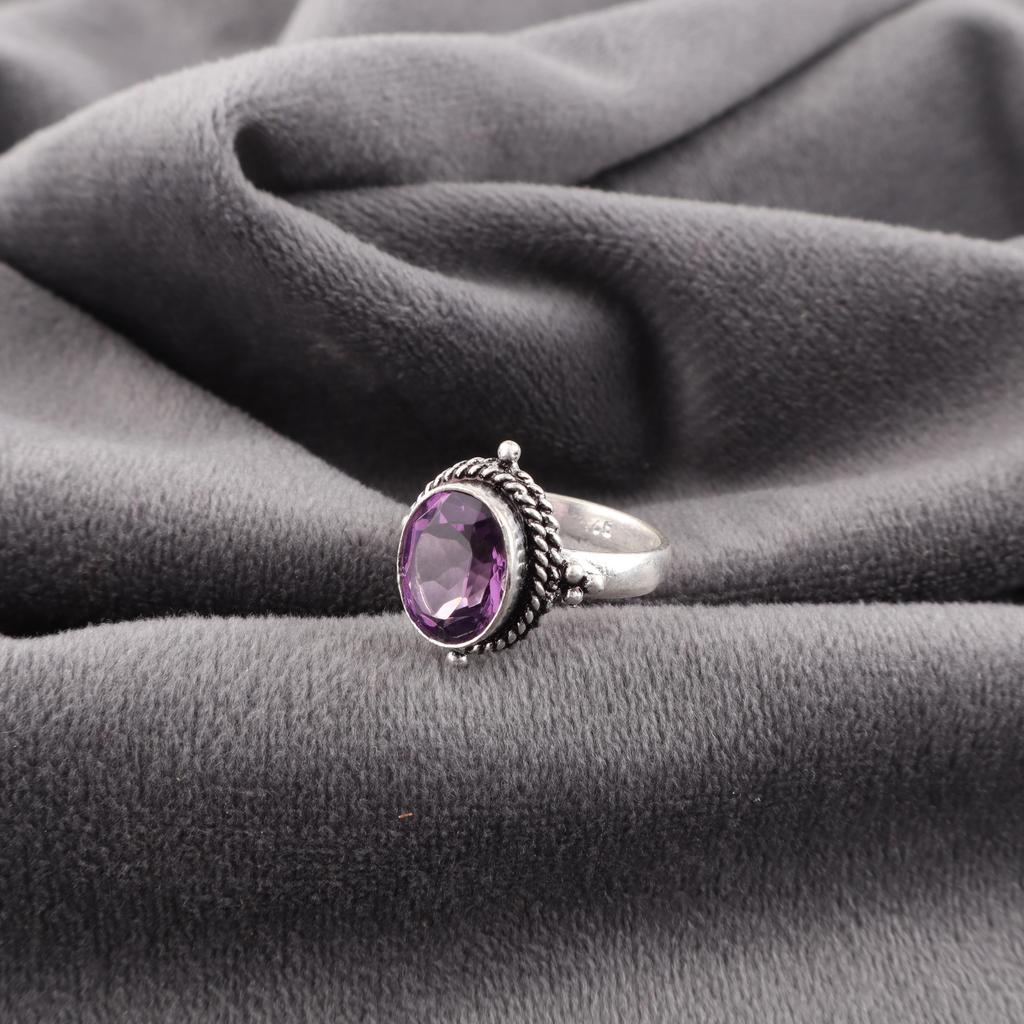 African Amethyst Ring Jewelry, Handmade Gemstone Ring, 925 Solid Sterling Silver Ring Dainty Jewelry, For Engagement Gift