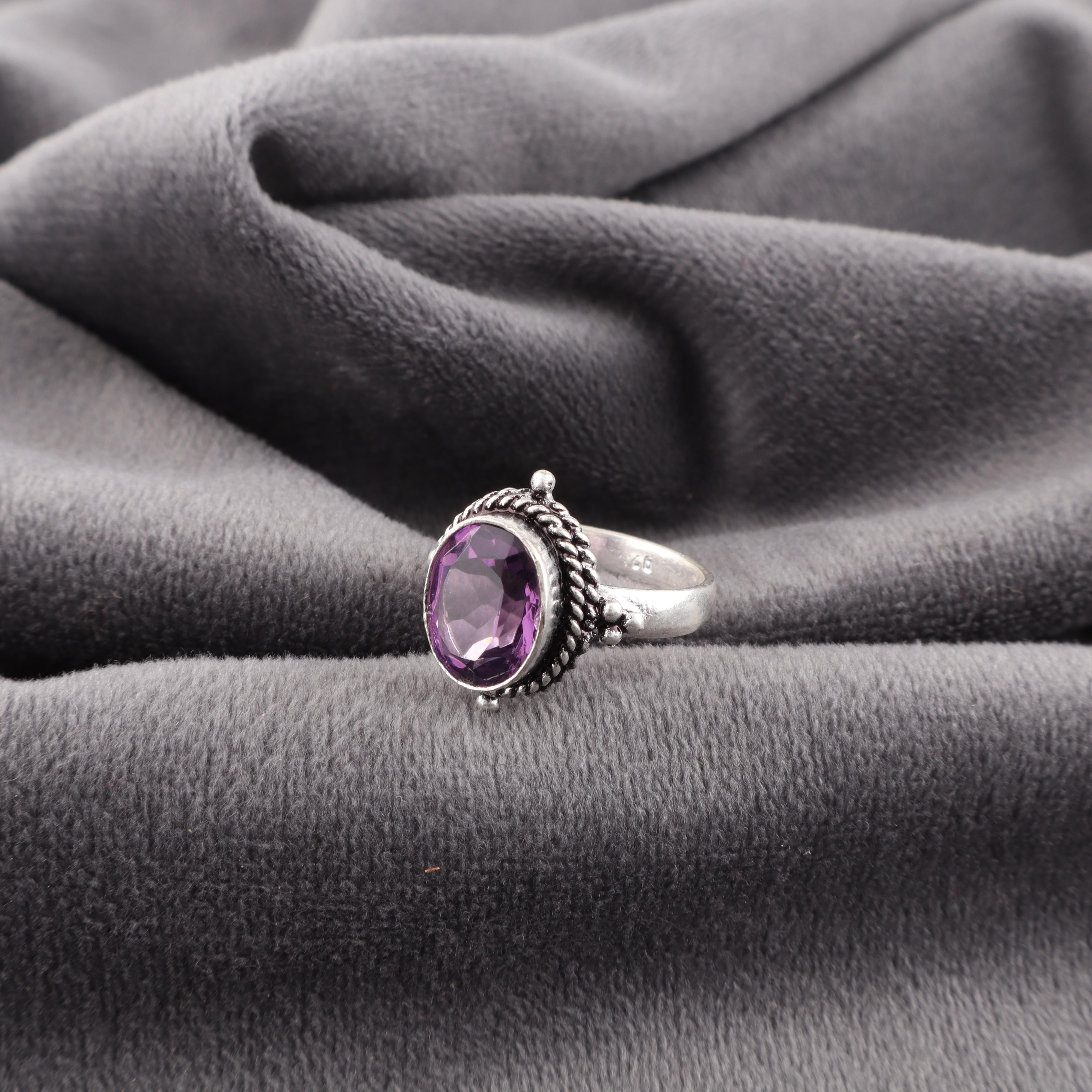 

Кольцо с африканским аметистом, Ювелирное изделие, Кольцо с драгоценным камнем ручной работы, Кольцо из стерлингового серебра 925 пробы, Изящное украшение, Для подарка на помолвку 12 фиолетовый