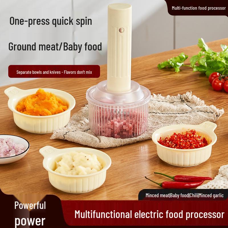 Automatic Household Meat Grinder & Garlic Masher: Small Food Processor, Seasoning Mixer, Chopper
