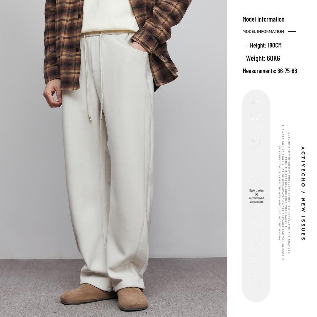 Yizhi Men's Thickened Casual Straight Pants for Autumn & Winter 2024